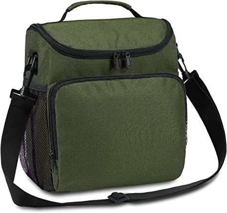MAXTOP Insulated Lunch Bag for Women & Men , Reusable Lunch Box with Adjustable Strap, Thermal Lunch Cooler Tote Bag for Working Hiking Outdoor Picnic etc.(Green)