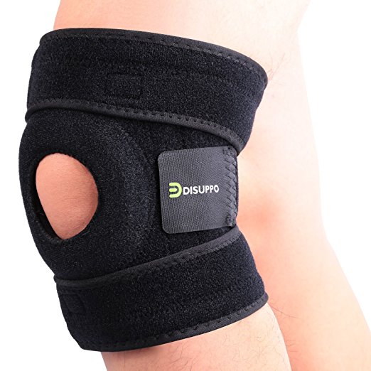 Knee Brace Support Sleeve, Stabilizers Open-Patella Wrap with Adjustable Strap, Non Slip Breathable Neoprene for ACL, Arthritis, Running, Basketball, Sports Exercise, Meniscus Tear by DISUPPO