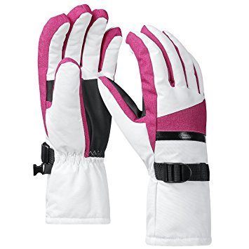 Terra Hiker Waterproof Microfiber Winter Ski Gloves Thinsulate Insulation for Women (White M)