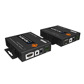 J-Tech Digital HDBaseT 4K@60HZ HDMI Extender 4K@60HZ 4:2:0, Single Cable CAT6 up to 230ft @1080P/131ft@4K, Support HDCP2.2, Deep Color, Dual IR, DTS/Dolby Digital Pass Through, CEC, POC, RS232