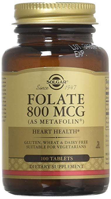 Solgar – Folate (as Metafolin) 800mcg Tablets, 100 Count, 2 Pack – Supports Heart and Nervous System Health