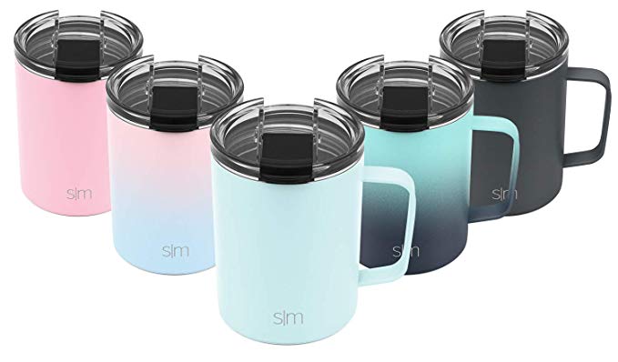 Simple Modern 12oz Scout Coffee Travel Mug Tumbler w/Clear Flip Lid - Cup Vacuum Insulated Camping Flask with Lid 18/8 Stainless Steel Hydro -Seaside