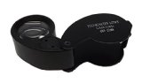 Skycoolwin 40 x 25mm Glass Magnifying Magnifier Jewelers Eyes Optical Loupe Led Light