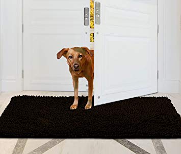 MAYSHINE Absorbent Microfiber Chenille Dog Door mat Runner for Front Inside Floor Dirty Trapper Doormats, Quick Drying, Washable, Prevent Mud Dirt - 31"x59"Black