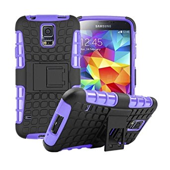 Galaxy s5 Case, [Heavy Duty] Galaxy s5 Armor cases- [Eternity Series] Tough [Rubber] Rugged Shockproof Dual Layer Hybrid Hard/Soft Slim Protective Case (For the Galaxy S5) by Cable and Case - (Purple)