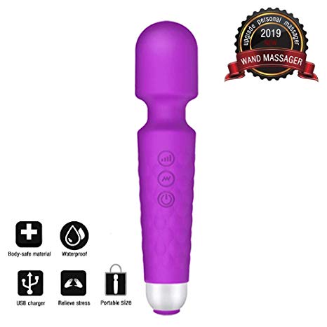 BICMICE Magic Wand-Massager Electric Mini Women Personal-Massagers with 20 Vibrations & 8 Speeds for Back Shoulder Neck Leg Muscles Cordless Rechargable Waterproof 2020 New