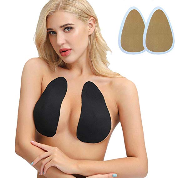 Lesgos Invisible Bra Tape, Reusable Cuttable Breast Lift Pasties Nippleless Covers Self Adhesive Strapless Backless Sticky Bra for A B C D E F Cup