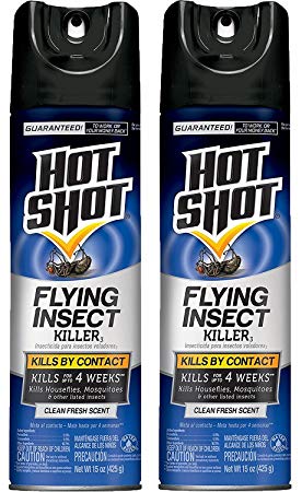 Hot Shot Flying Insect Killer3 (Aerosol), Clean Fresh Scent, 15 Ounce, (Pack of 2)