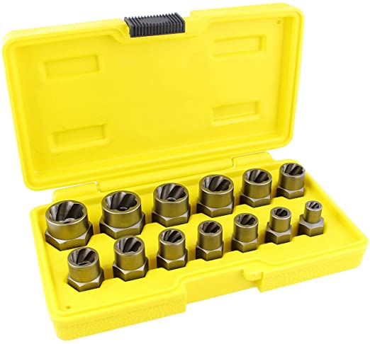 ABN Bolt and Nut Remover Sockets - 3/8 Inch Nut and Bolt Extractor Set Impact Sockets for Stripped Bolts, 13 Piece