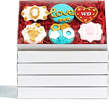 RomanticBaking 50 Pack Small Cookies Boxes with Window 9 1/2" x 6" x 1 1/4" Pastry Bakery Boxes for Macaron,Cakesicle,ricek rispy treats, Browine
