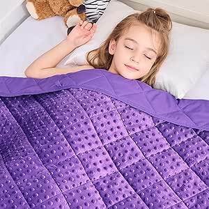 yescool Weighted Blanket Kids 5 lb Purple Warm Weighted Throw Blanket Minky Plush Heavy Blanket Microfiber Small Fleece Blanket Cooling Heating Weighted Comforter, 36 * 48in