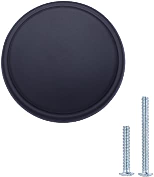 AmazonBasics Modern Wide Top Ring Cabinet Knob, 1.52-inch Diameter, Flat Black, 10-Pack