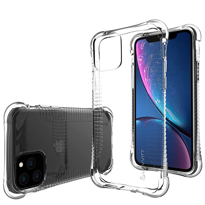 Luvvitt Clear Grip Case Designed for iPhone 11 Pro Max with Shockproof Drop Protection Slim Hybrid TPU Gel Bumper Scratch Resistant Silicone Cover for Apple iPhone XI 11 Pro Max 6.5 inch 2019 - Clear