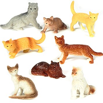 Assorted Plastic 2" Cat Figure Toys (12)