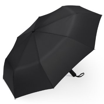 PLEMO Classic Black Automatic Folding Travel Rain Umbrella