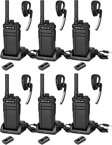 Retevis RB37 Bluetooth Walkie Talkies, Long Range Radio with Wireless Bluetooth Headset, 2000mAh USB Type-c Port(6 Pack)