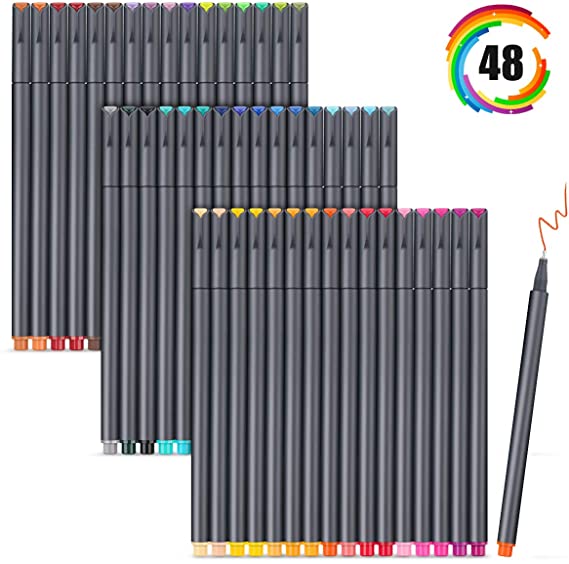 iBayam Journal Pens Planner Pens Bullet Journaling Pens Note Taking Pens Fine Point Pens Fine Tip Markers for Writing Coloring Drawing, Office School Teacher Student Pen Gift Supplies, 48 Vivid Colors