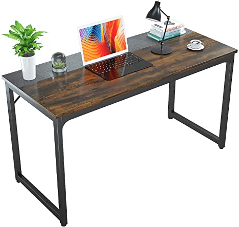 Foxemart Computer Desk 39 Inch Study Writing Table, Modern PC Laptop Sturdy Simple Gaming Desk for Home Office Workstation, Rustic Brown and Black