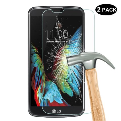 LG K10 Screen Protector, RBEIK Premium [Tempered Glass] [9H Hardness] [Bubble Free] [Anti-Fingerprint] [Anti-Scratch] for LG K10 Rounded Edge Glass Screen Protector with Lifetime Warranty