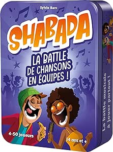 Asmodee - Shabada - Jeu de Chansons pour Adultes et Ado dès 14 ans - Battle de Chansons en Equipe - Jeu d'Ambiance pour Soirées entre Amis ou en Famille - 4 à 50 Joueurs - 30 min - Version Française