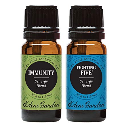 Edens Garden Fighting Five & Immunity Essential Oil Synergy Blend, 100% Pure Therapeutic Grade (Highest Quality Aromatherapy Oils), 10 ml Value Pack