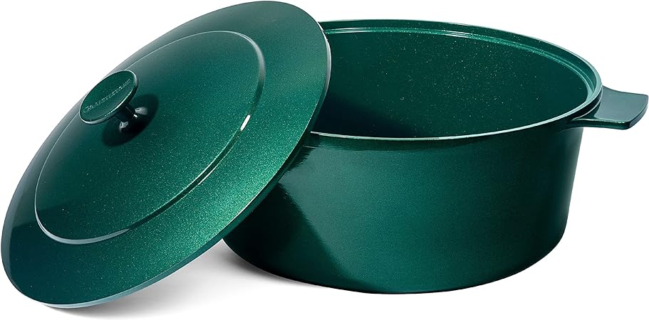 Granitestone Lightweight 6.5 Qt Dutch Oven Pot with Lid, Nonstick Dutch Oven Set, 10 in 1 Enamel Stock Pot/Cooking Pot & Dutch Oven for Sourdough Bread Baking, Oven/Dishwasher Safe - Emerald