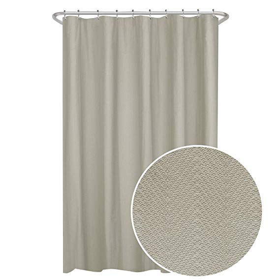MAYTEX Herringbone Ultimate Waterproof Fabric Shower Curtain or Liner, 70" x 72", Beige