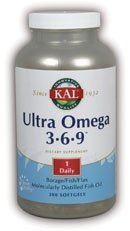 KAL, Ultra Omega 3-6-9, Borage/Fish/Flax, 200 Softgels by Kal