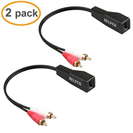 RELPER 2Pack 600Ft /200M Stereo RCA To Stereo RCA Audio Extender Over Cat5/6
