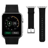 Apple Watch Band JETech 38mm Genuine Leather Strap Wrist Band Replacement w Metal Clasp for Apple Watch All Models 38mm Leather - Black