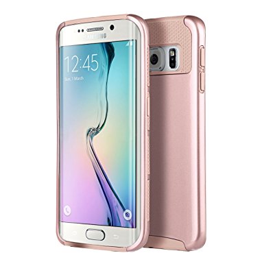 Galaxy S6 Edge Case,BENTOBEN Samsung Galaxy S6 Edge Case Hybrid Dual Layer Protective Case Cover Plastic Hard Shell Flexible TPU Shock-Absorption Slim Case for Galaxy S6 Edge Rose Gold/Rose Gold