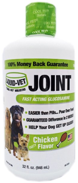 Liquid-Vet Dog Joint Formula - Fast Acting Glucosamine for Joint Aid in Canines - Chicken Flavor - Economy Size - 32 Fluid Ounces