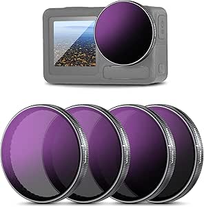 NEEWER ND/PL Filter Set Compatible with DJI Osmo Action 3/4/5 Pro, 4 Pack ND8/PL ND16/PL ND32/PL ND64/PL Neutral Density Polarizing Action Camera Accessories Multicoated HD Optical Glass, FL-A77