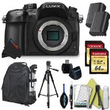 Panasonic LUMIX DMC-GH4 1605MP Digital Single Lens Mirrorless Camera with 4K Cinematic Video Body  Pixi-Dual Battery-Charger Bundle