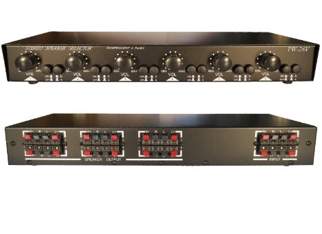2X6 Matrix Speaker Selector Switch Switcher Volume Level Control, 2-AMP 6-ZONE 900-Watt