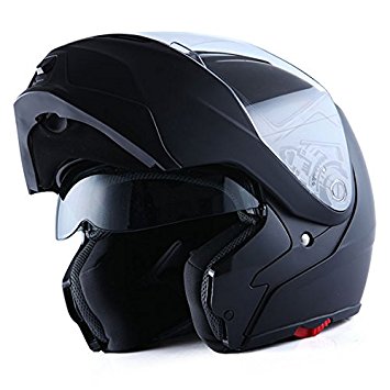 1Storm Motorcycle Street Bike Modular/Flip up Dual Visor/Sun Shield Full Face Helmet Matt Black