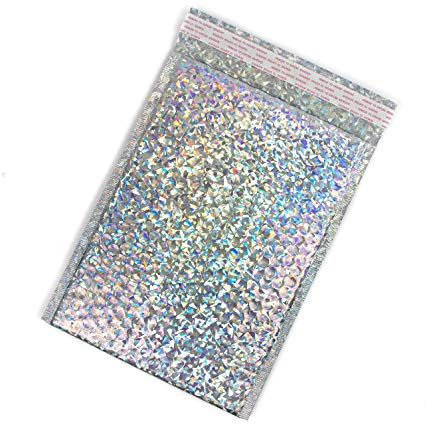 Metallic Bubble Mailers - Multiple Size & Color Options - 25 Padded Envelopes - (Holographic, 9x12 (8.2x12 inside))