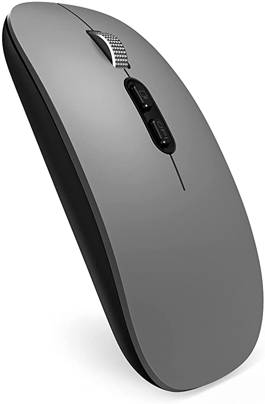Wireless Mouse Bluetooth 5.1/iPad/iPhone/Mac(iOS13.1.2 and Above) / Android PC, Wireless Mouse Slim USB Rechargable Quiet Mice for Windows/Linux/Notebook/MacBook Air (Gray)