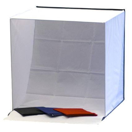 Phot-R 60cm Professional Photography Portable Photo Studio Light Cube Tent Soft Box including 4 Coloured Backdrops Black, Blue, Red & White   Carry Case