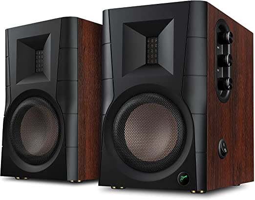 Swans SpeakerS D200 Powered Bookshelf Speaker- 2.0 Active Speaker for TV, Turntable and PC- Desktop and Stand Mode Switch- Isodynamic Ribbon Tweeter- Supporting Bluetooth/Optical/Coaxial/Balance/Line