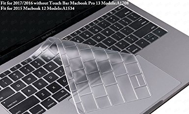 DHZ Ultra Thin Transparent Keyboard Cover Skin for 2016 / 2017 without Touch Bar Newest Macbook Pro 13" (Model:A1708) (NO fit Touch Bar and Before 2015 Older Versions) Waterproof Dust-proof Clear TPU