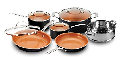 Gotham Steel 10-Piece Nonstick Frying Pan and Cookware Set, Black