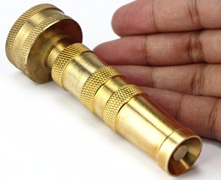 Garden Hose Nozzle : Brass Water Sprayer For Easier Watering with Simple Twist On/ Off Water Control for Arthritis or Tired Hands