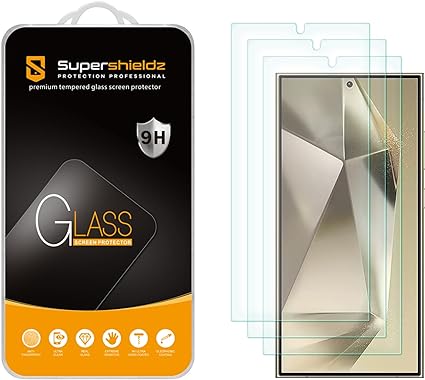 Supershieldz (3 Pack) Designed for Samsung (Galaxy S24 Ultra) Tempered Glass Screen Protector, Anti Scratch, Bubble Free