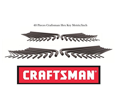 New CRAFTSMAN 40 pc SAE and Metric HEX KEY ALLEN WRENCH SET 20   20 PC