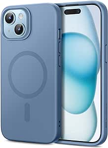 ESR for iPhone 15 Case with MagSafe, Supports Magnetic Charging, Slim Liquid Silicone Case, Shock Absorbing, Screen and Camera Protection, Cloud Series, Light Blue