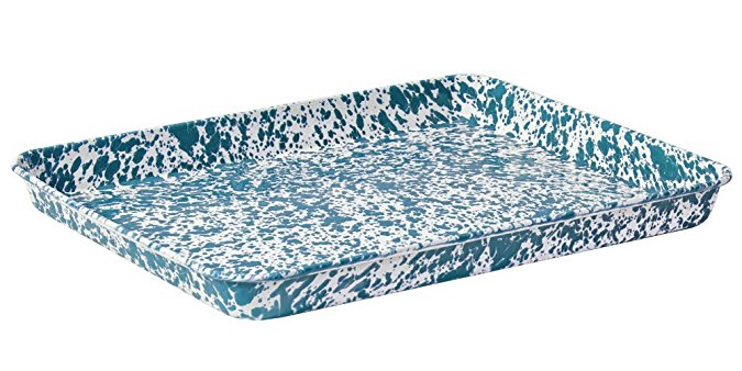 Enamelware Jelly Roll Tray - Turquoise Marble