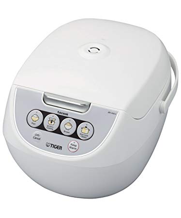 Tiger JBV-A10U-W 55-Cup Uncooked Micom Rice Cooker with Food Steamer and Slow Cooker White