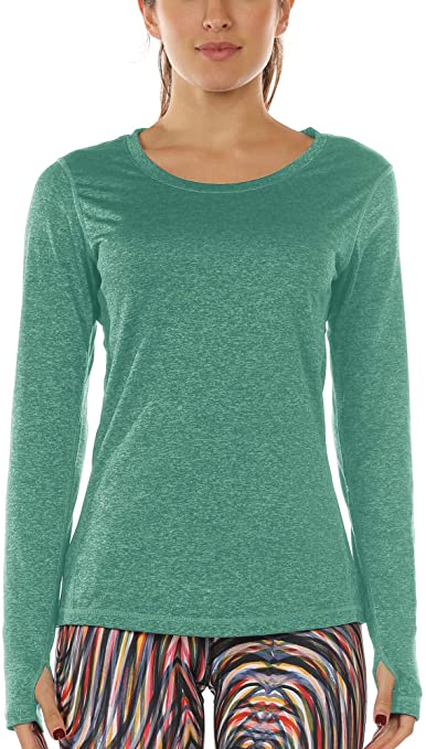 icyzone Women's Workout Yoga Long Sleeve T-Shirts with Thumb Holes