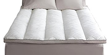 Pacific Coast Feather Company 42648 Euro Rest Quilted Top Feather Bed Natural-fill Mattress Topper, Hypoallergenic, King